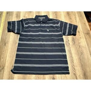 Knights Sportswear Polo Shirt Mens Large Black Adult Striped Pocket Excellent